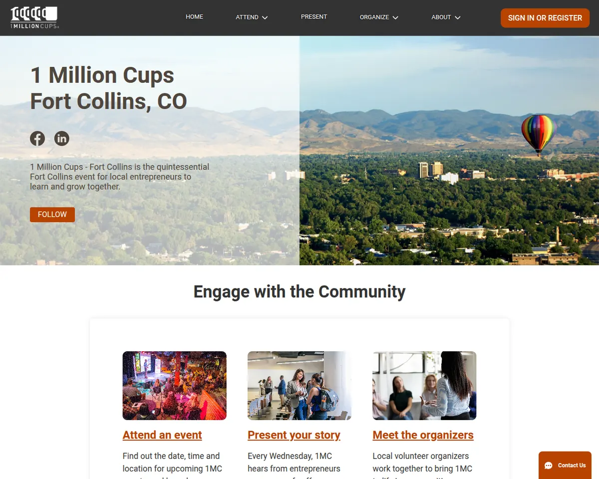 Visit the 1 Million Cups Fort Collins website (opens in a new tab)