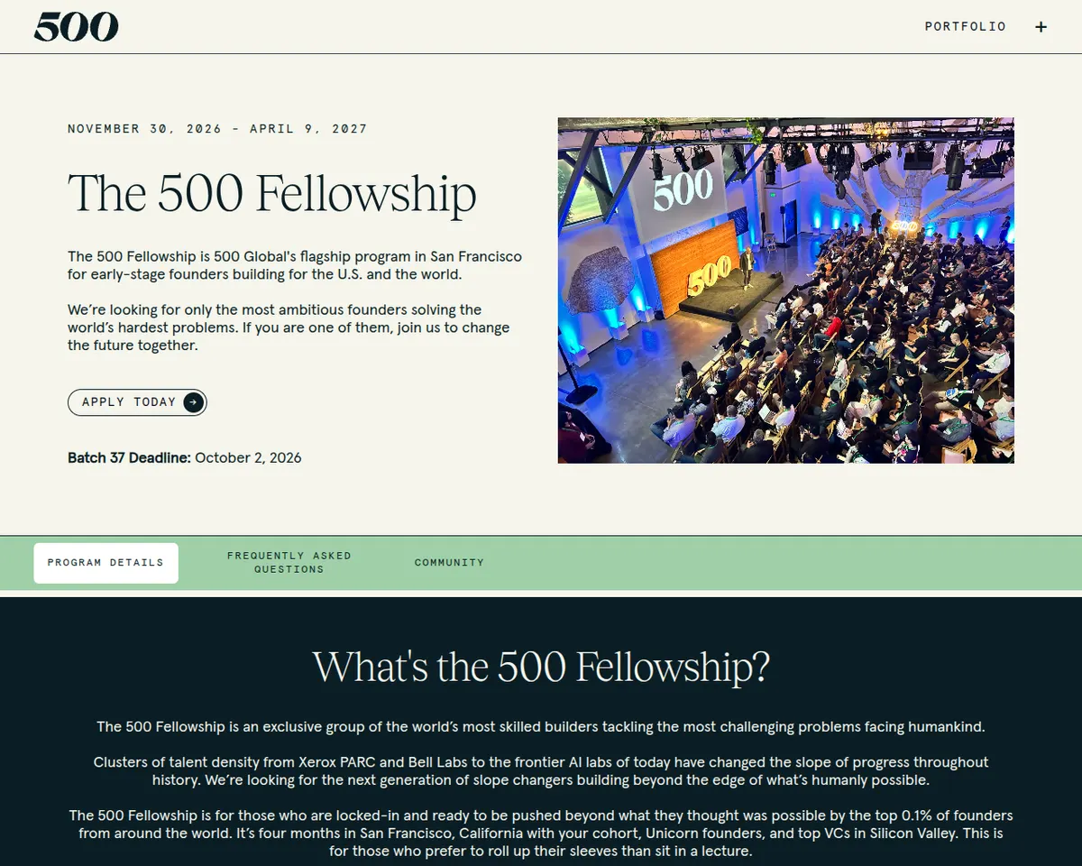 Visit the 500 Startups Flagship Accelerator website (opens in a new tab)