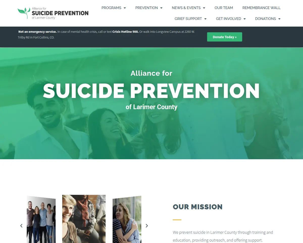 Visit the Alliance for Suicide Prevention of Larimer County website (opens in a new tab)