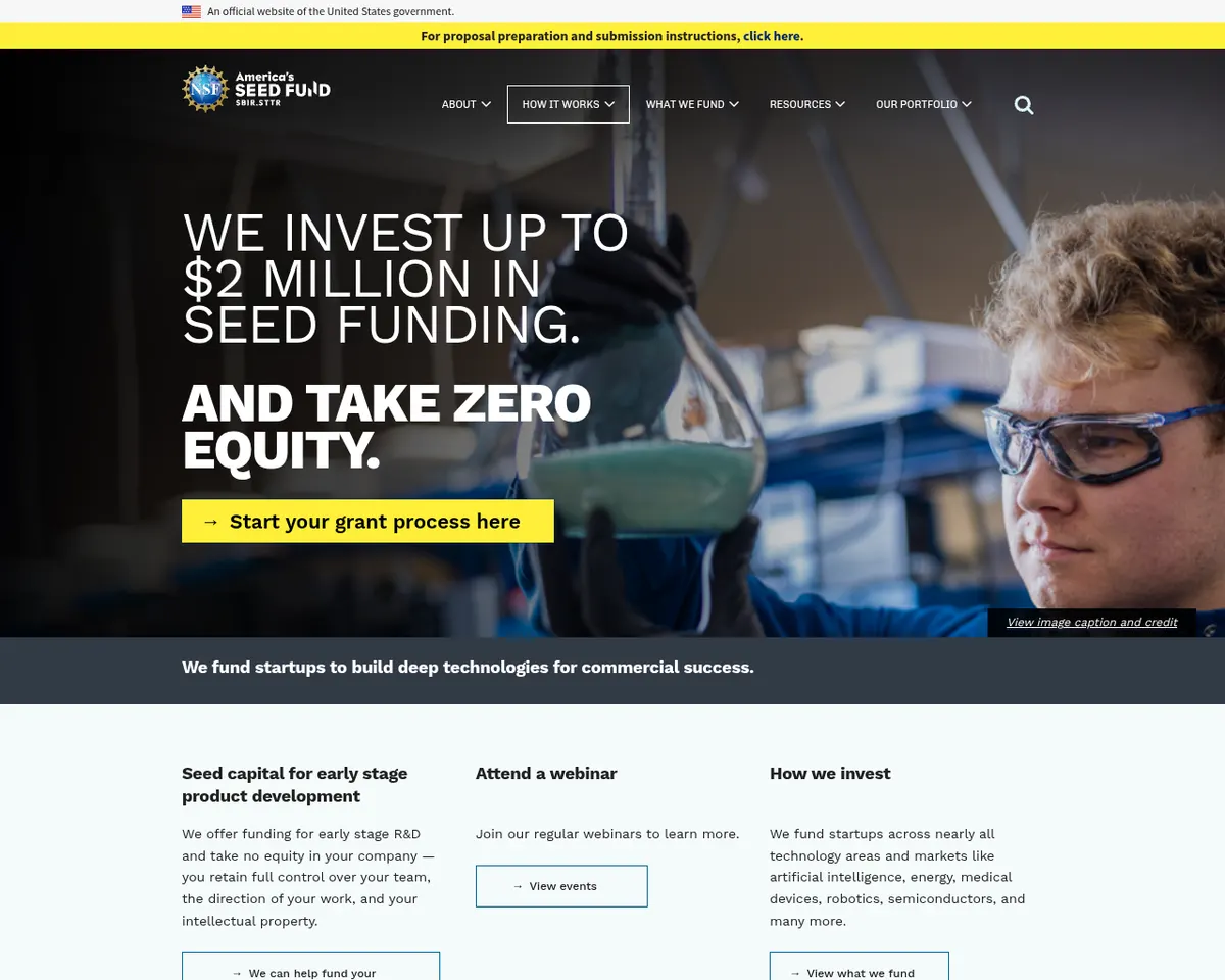 Visit the America's Seed Fund website (opens in a new tab)