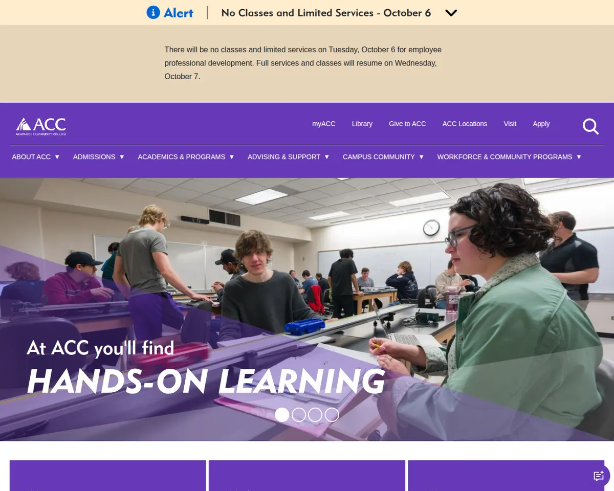 Visit the Arapahoe Community College (ACC) website (opens in a new tab)
