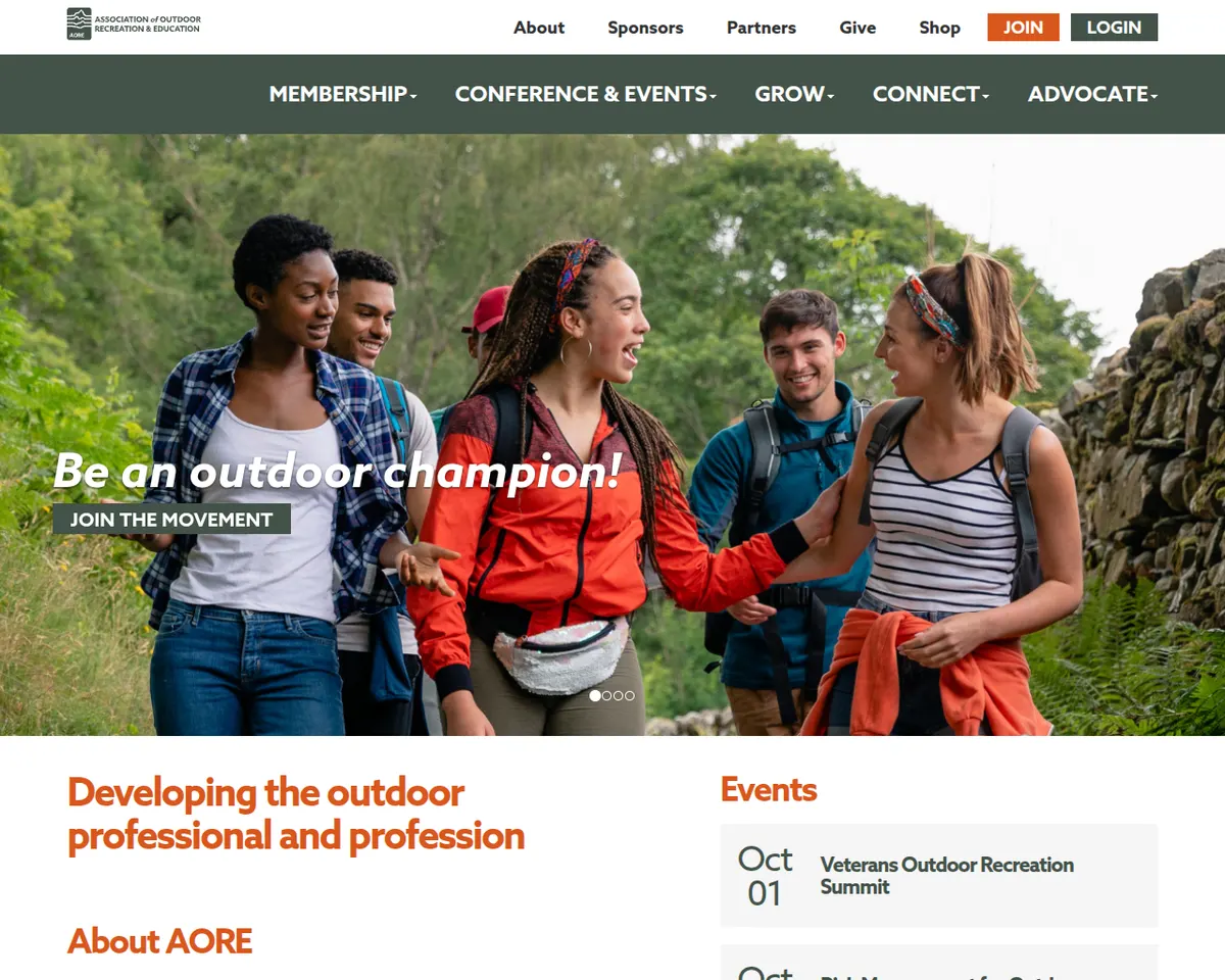 Visit the Association of Outdoor Recreation and Education (AORE) website (opens in a new tab)