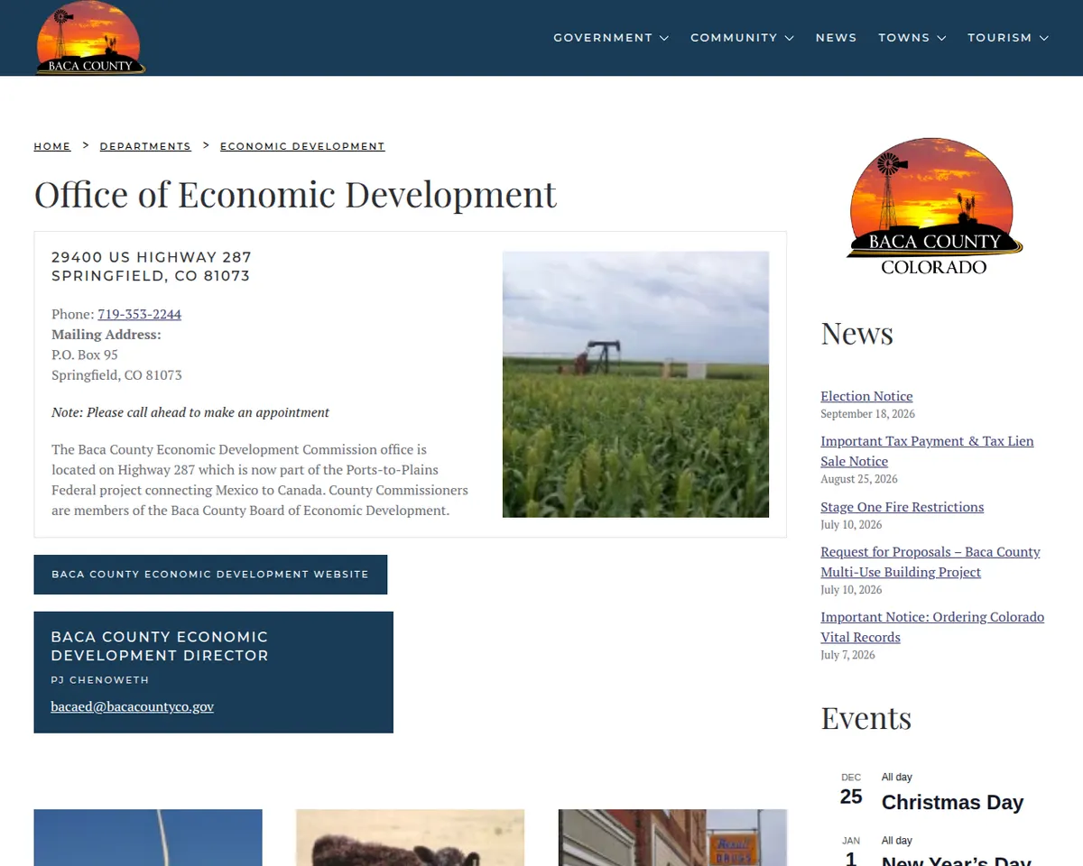 Visit the Baca County Economic Development Commission website (opens in a new tab)