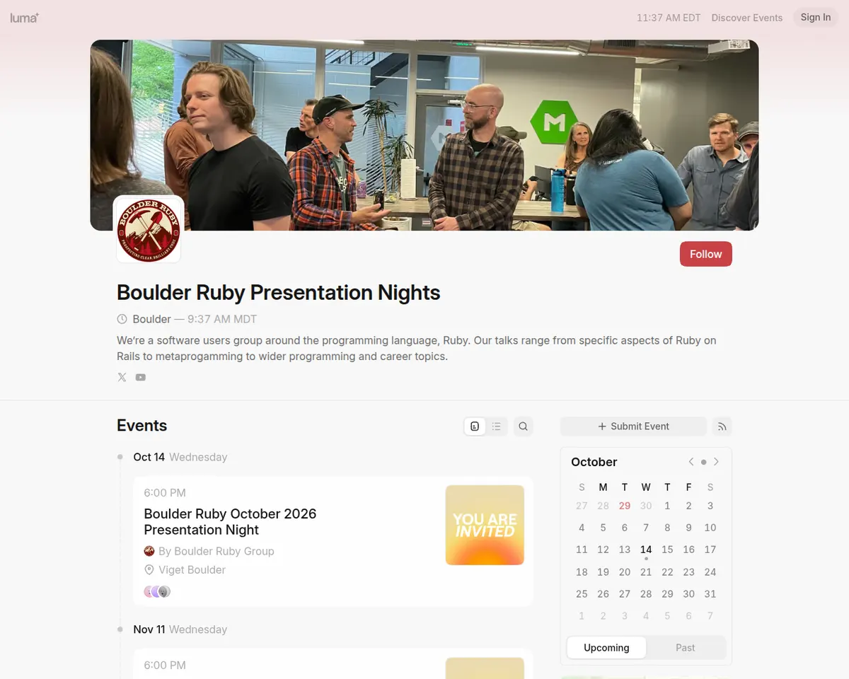 Visit the Boulder Ruby Presentation Nights website (opens in a new tab)