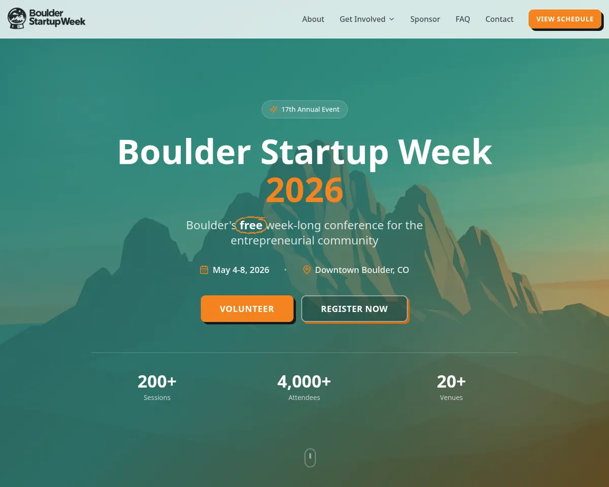 Visit the Boulder Startup Week (BSW) website (opens in a new tab)