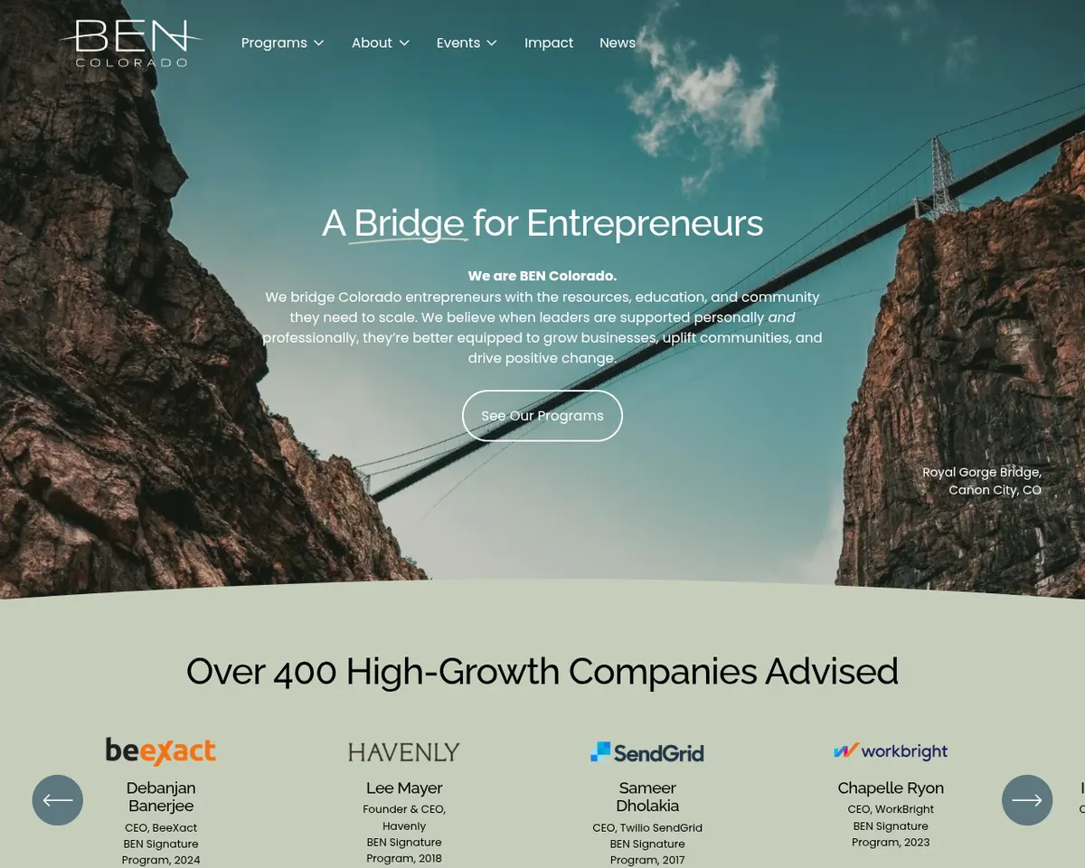 Visit the Bridge Entrepreneurs Network (BEN Colorado) website (opens in a new tab)