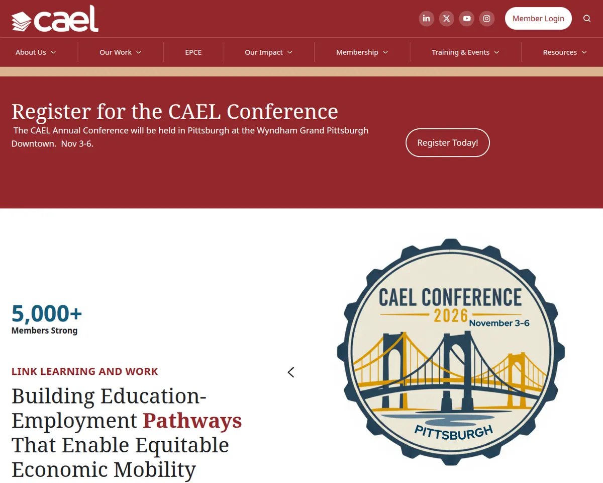 Visit the CAEL (Council for Adult and Experiential Learning) website (opens in a new tab)
