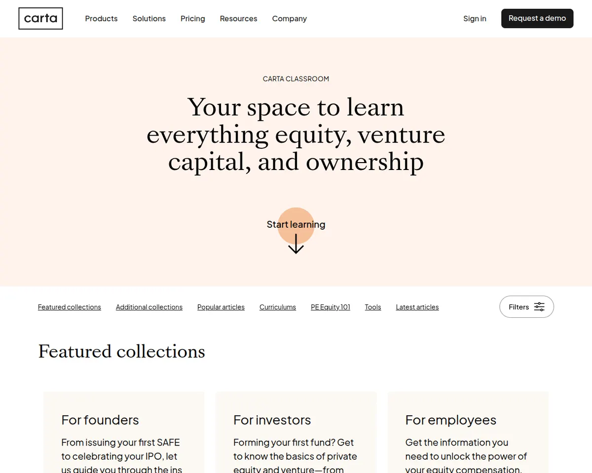 Visit the Carta Classroom website (opens in a new tab)