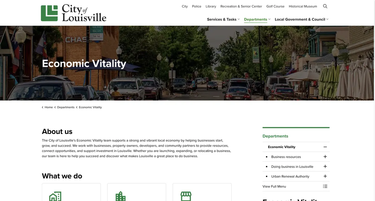 Visit the City of Louisville’s Economic Vitality website (opens in a new tab)