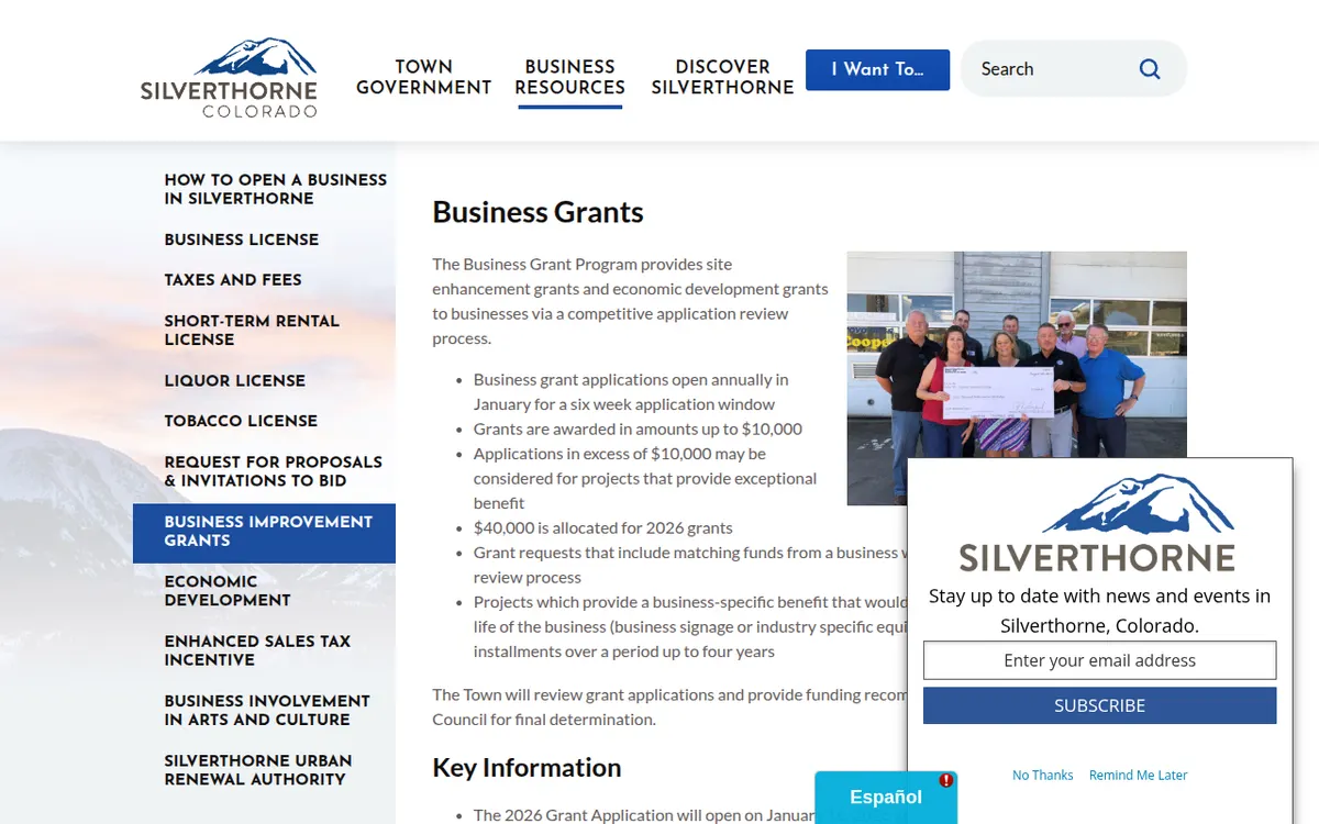 Visit the City of Silverthorne Business Grant Program website (opens in a new tab)