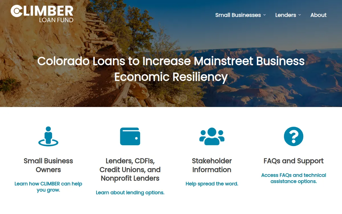 Visit the CLIMBER (Colorado Loans to Increase Mainstreet Business Economic Resiliency) Loan Fund website (opens in a new tab)