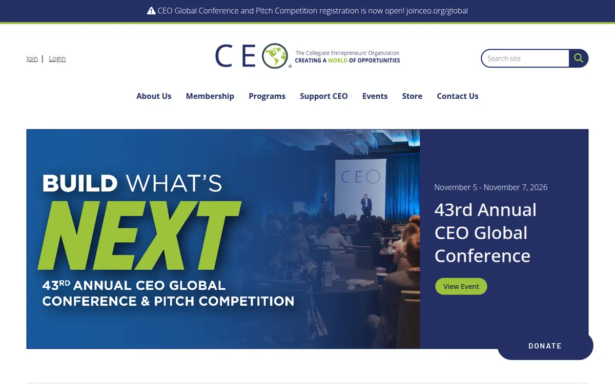 Visit the Collegiate Entrepreneurs’ Organization (CEO) website (opens in a new tab)