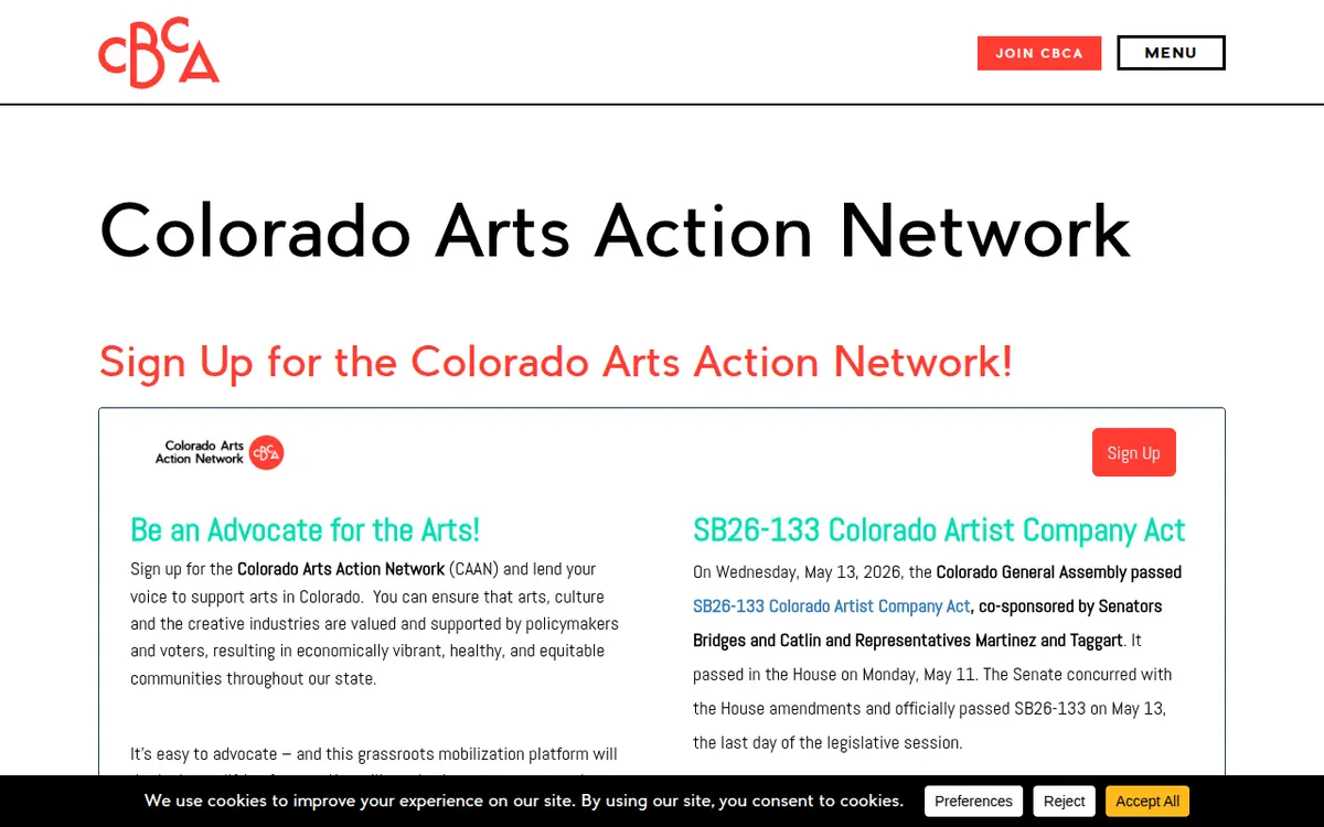Visit the Colorado Arts Action Network (CAAN) website (opens in a new tab)