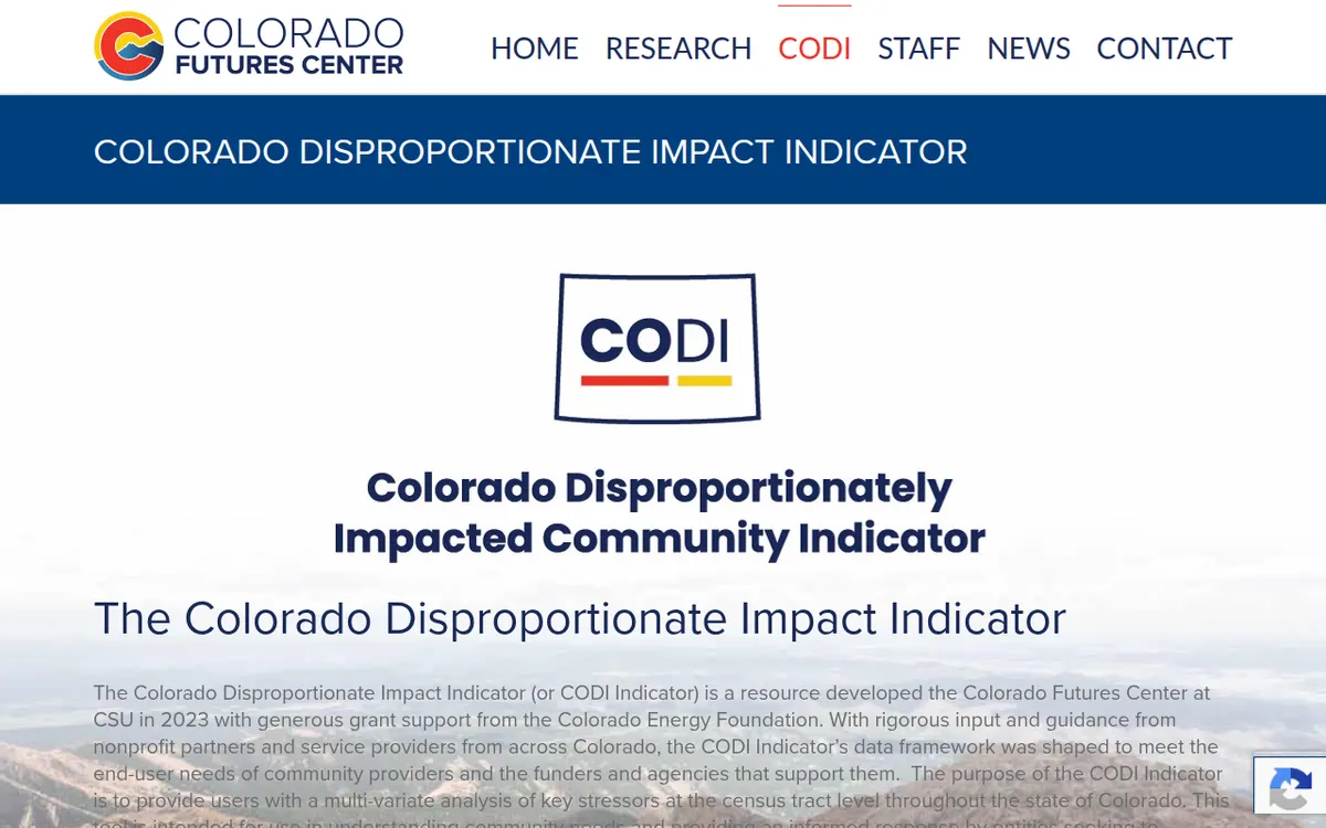 Visit the Colorado Disproportionate Impact Indicator (CODI) website (opens in a new tab)
