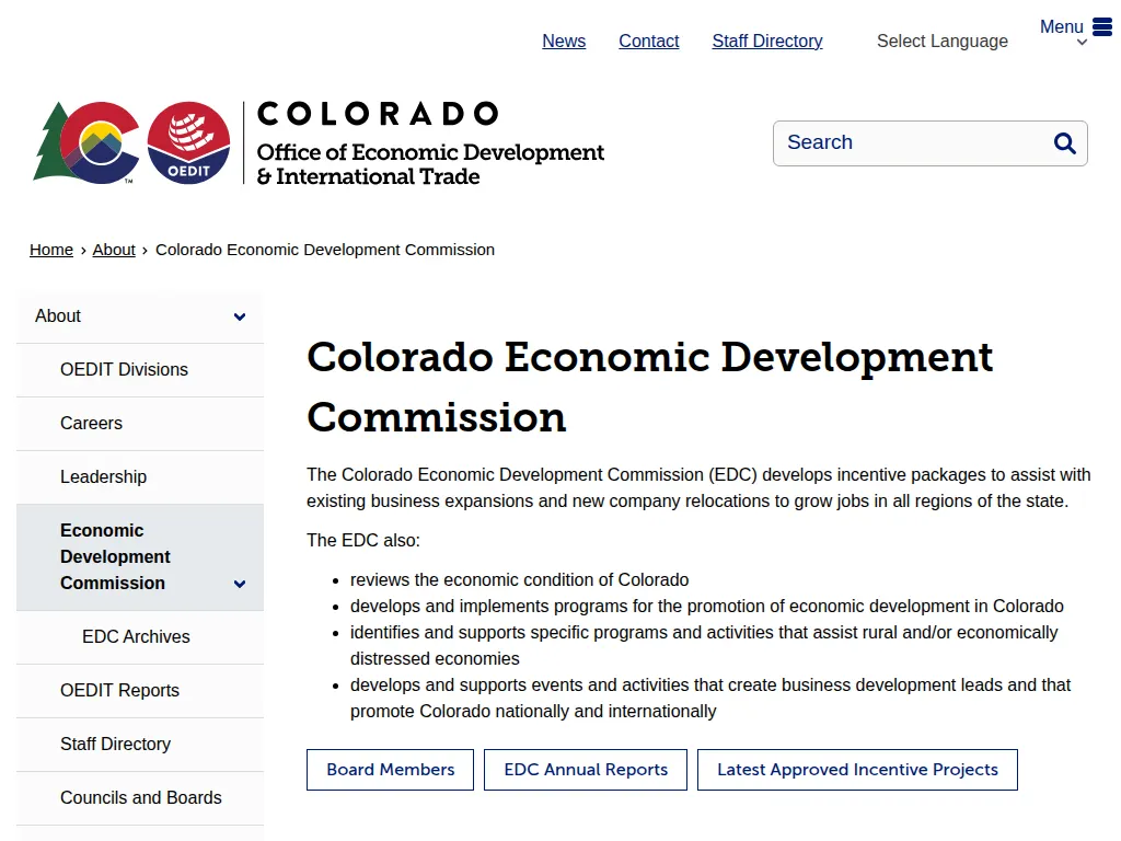 Visit the Colorado Economic Development Commission (EDC) website (opens in a new tab)
