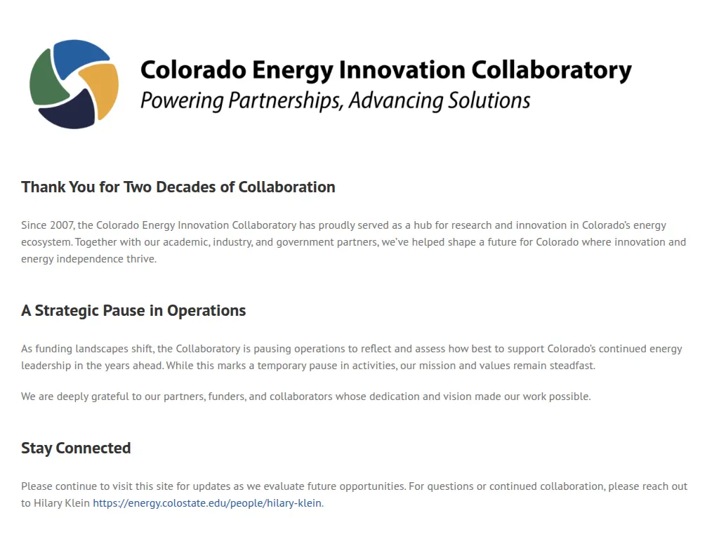 Visit the Colorado Energy Innovation Collaboratory website (opens in a new tab)