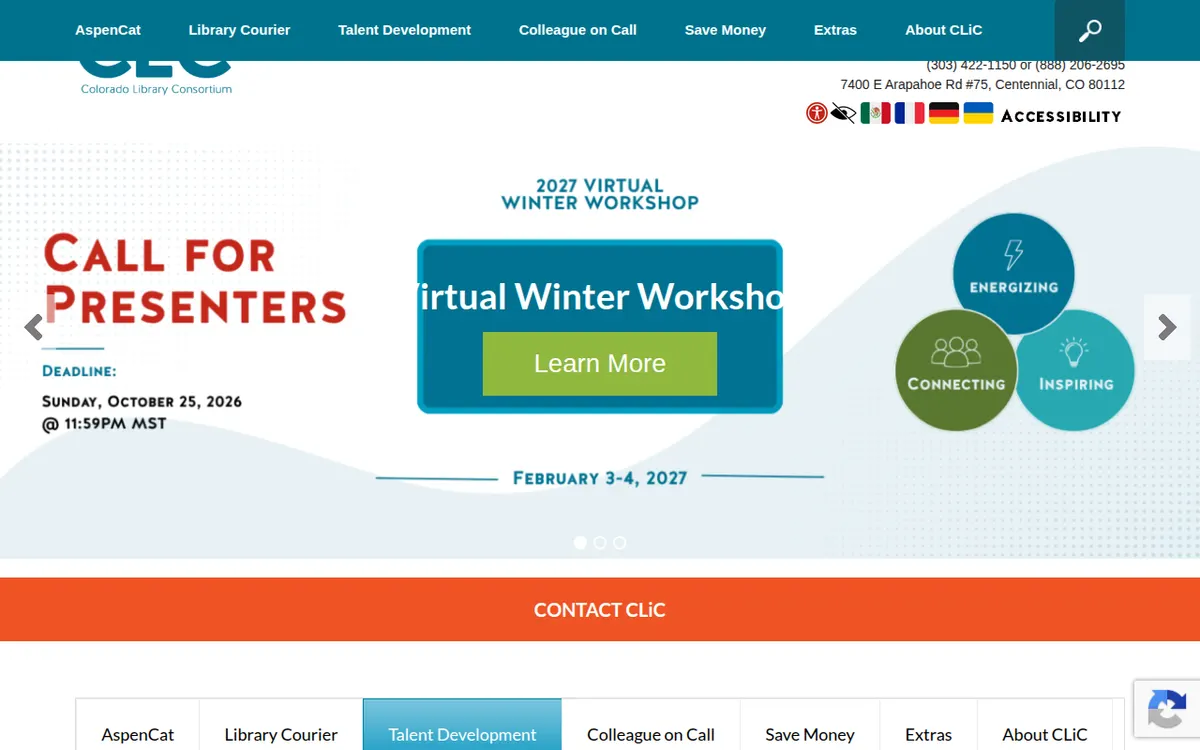Visit the Colorado Library Consortium (CLiC) website (opens in a new tab)