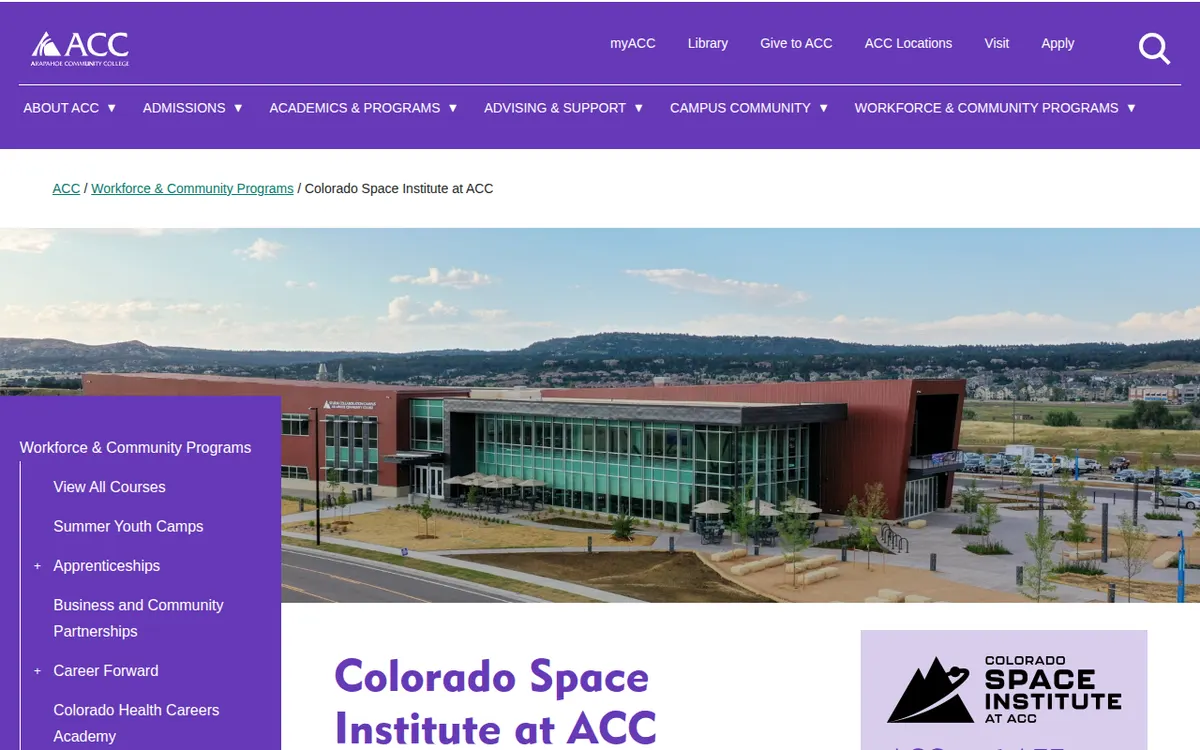 Visit the Colorado Space Institute at ACC website (opens in a new tab)
