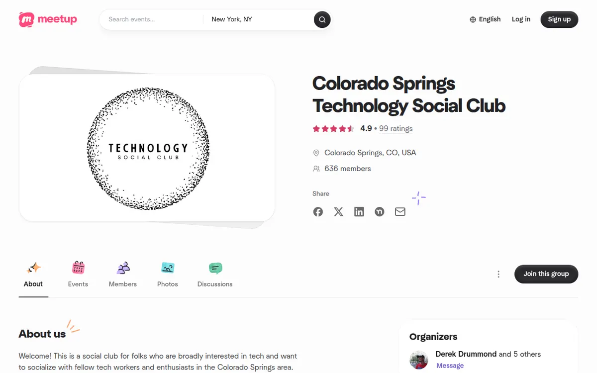 Visit the Colorado Springs Technology Social Club website (opens in a new tab)