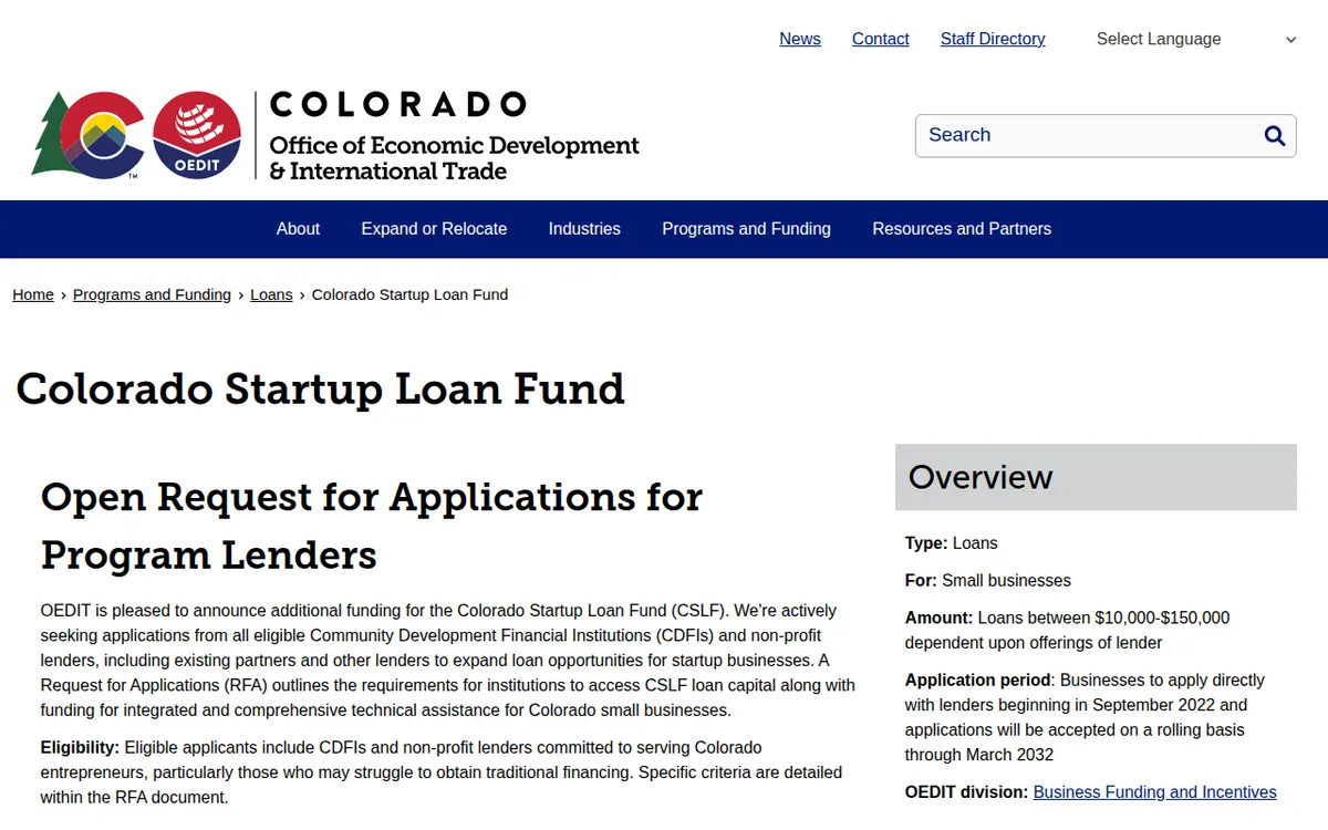 Visit the Colorado Startup Loan Fund website (opens in a new tab)