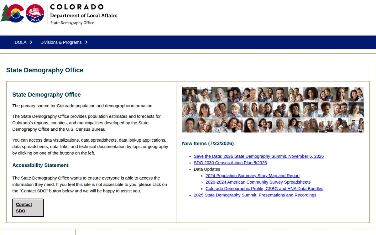 Visit the Colorado State Demography Office website (opens in a new tab)