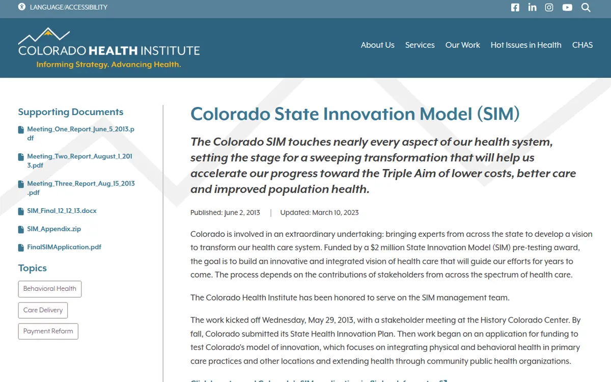 Visit the Colorado State Innovation Model (SIM) website (opens in a new tab)