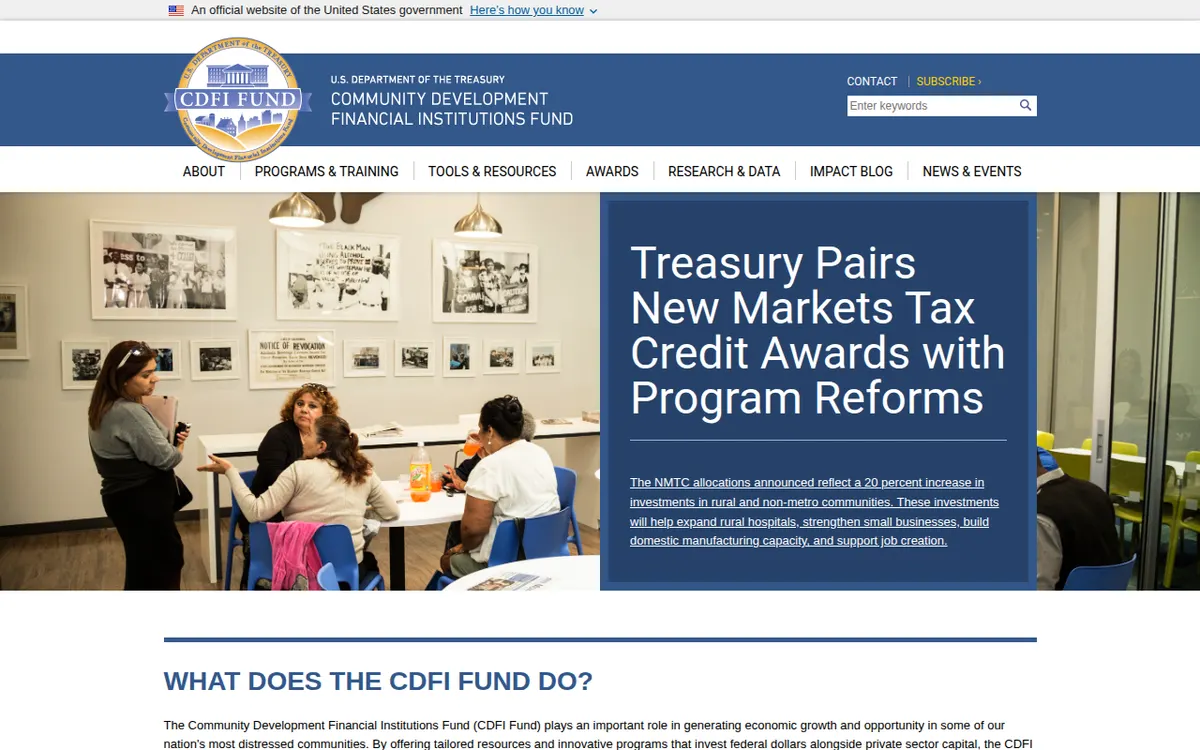Visit the Community Development Financial Institutions Fund (CDFI Fund) website (opens in a new tab)