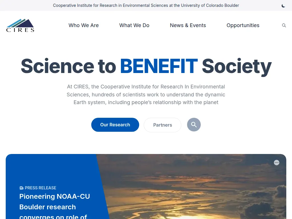 Visit the Cooperative Institute for Research In Environmental Sciences (CIRES) website (opens in a new tab)