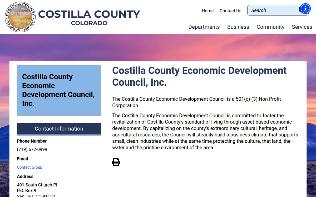 Visit the Costilla County Economic Development Council website (opens in a new tab)