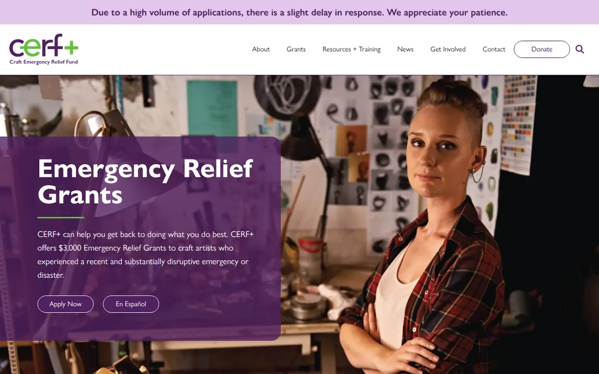 Visit the Craft Artists Emergency Relief Grant (CERF+) website (opens in a new tab)