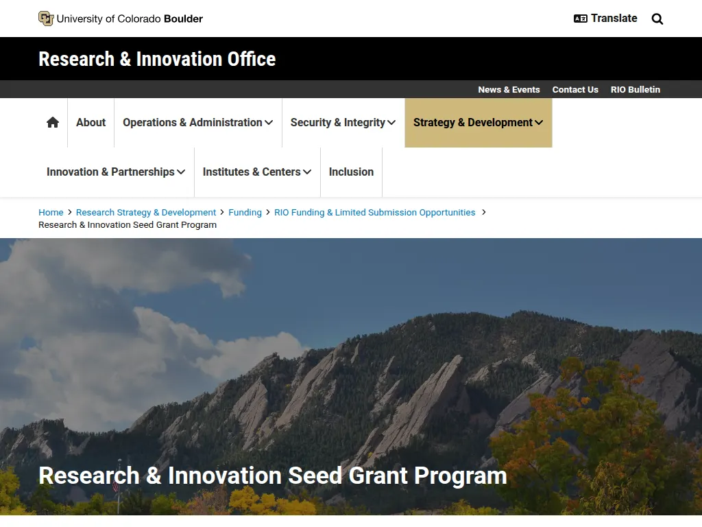 Visit the CU Boulder's Research & Innovation Seed Grant Program website (opens in a new tab)