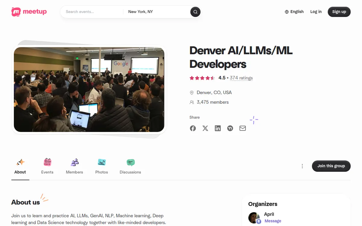 Visit the Denver AI/LLMs/ML Developers website (opens in a new tab)