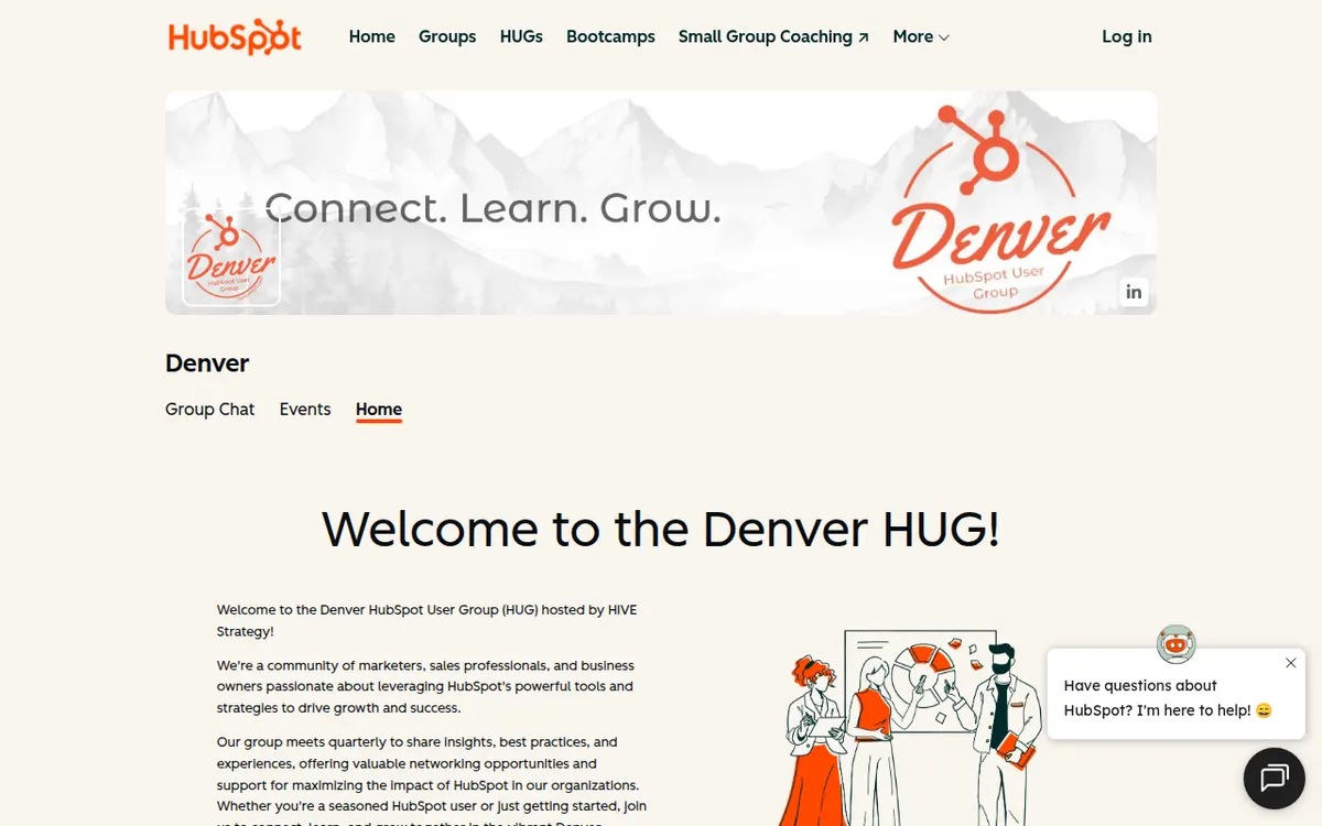 Visit the Denver HubSpot User Group (HUG) website (opens in a new tab)