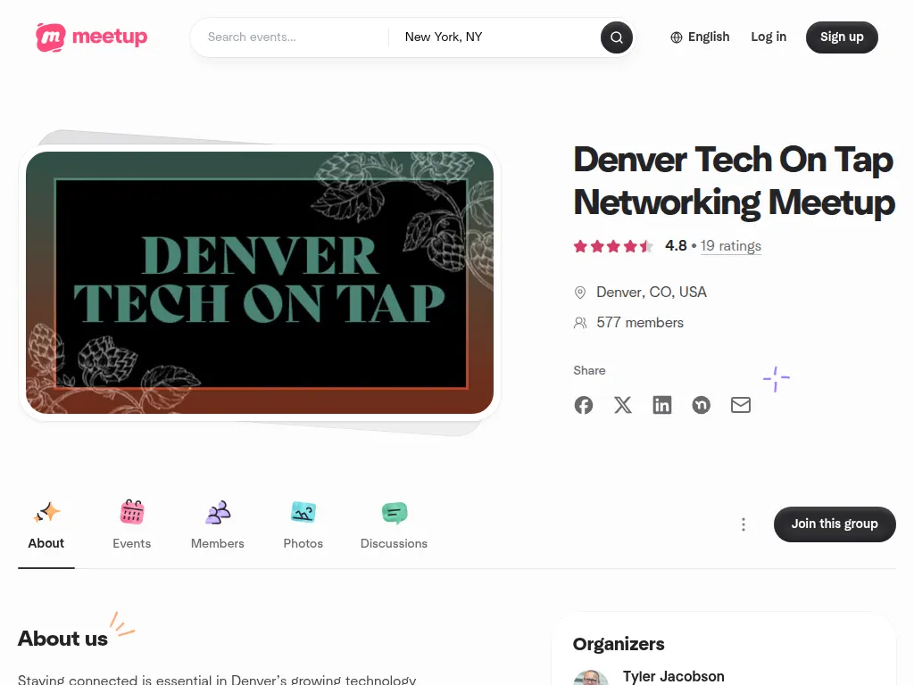 Visit the Denver Tech On Tap Networking Meetup website (opens in a new tab)