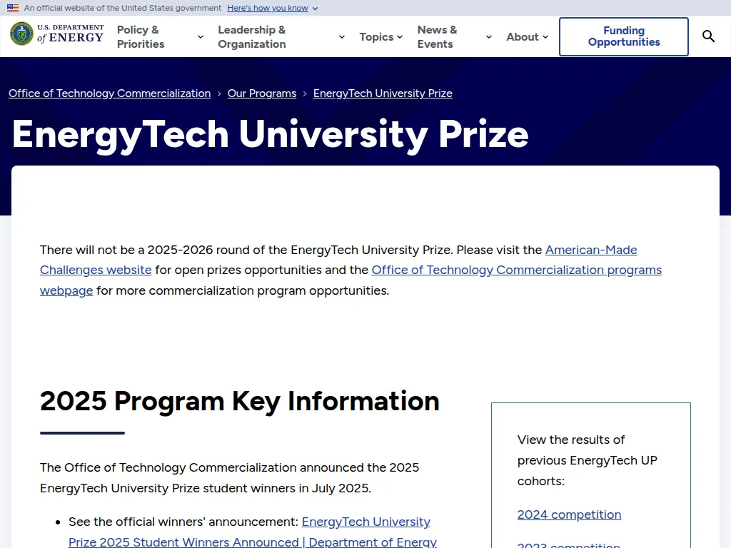 Visit the EnergyTech University Prize website (opens in a new tab)