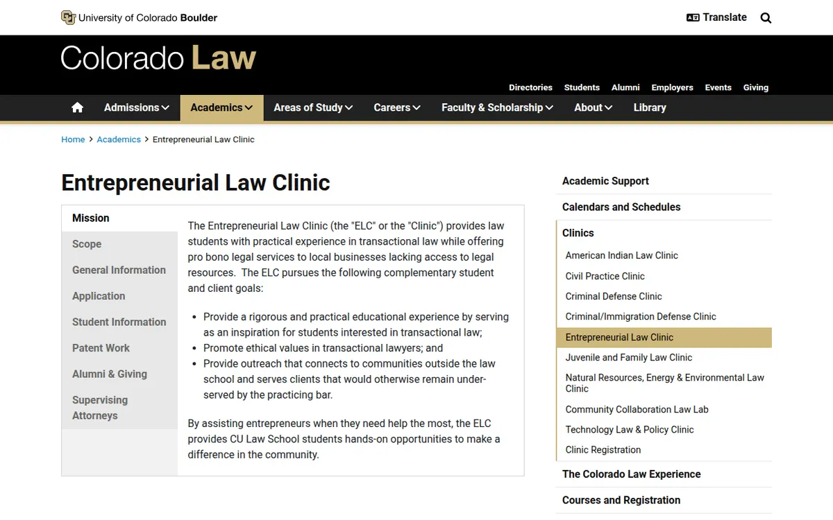 Visit the Entrepreneurial Law Clinic website (opens in a new tab)