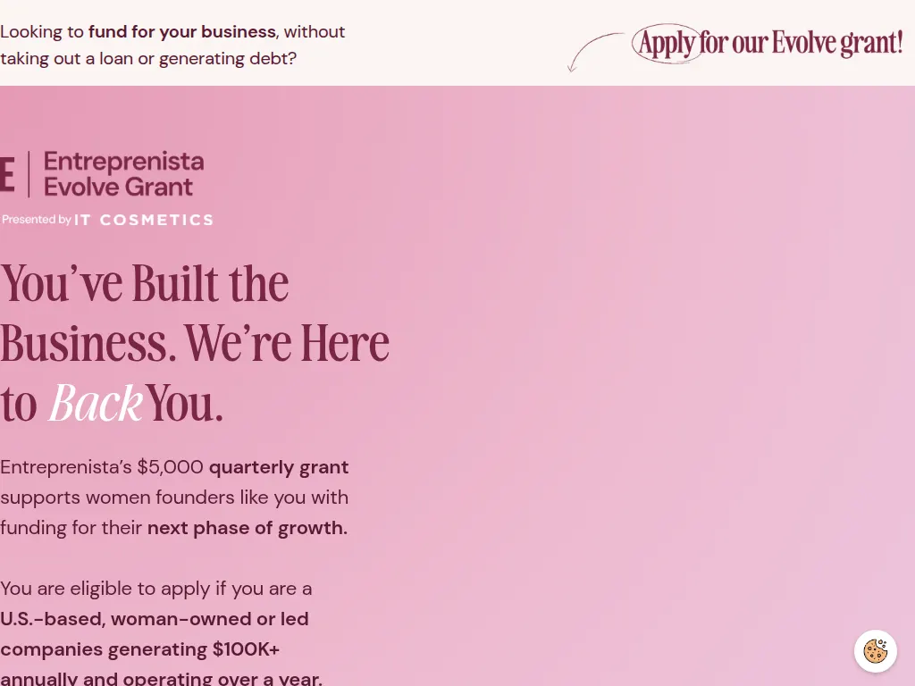 Visit the Entreprenista Evolve Grant website (opens in a new tab)