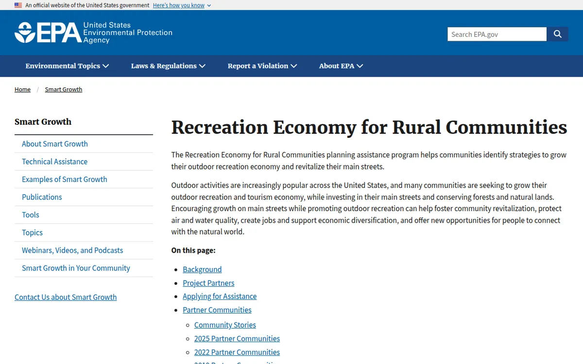 Visit the EPA Recreation Economy for Rural Communities (RERC) website (opens in a new tab)