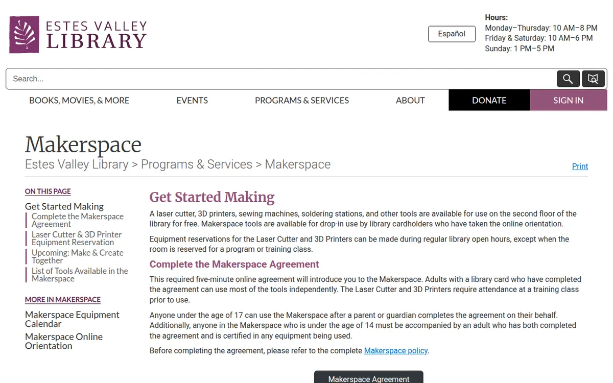 Visit the Estes Valley Library Makerspace website (opens in a new tab)