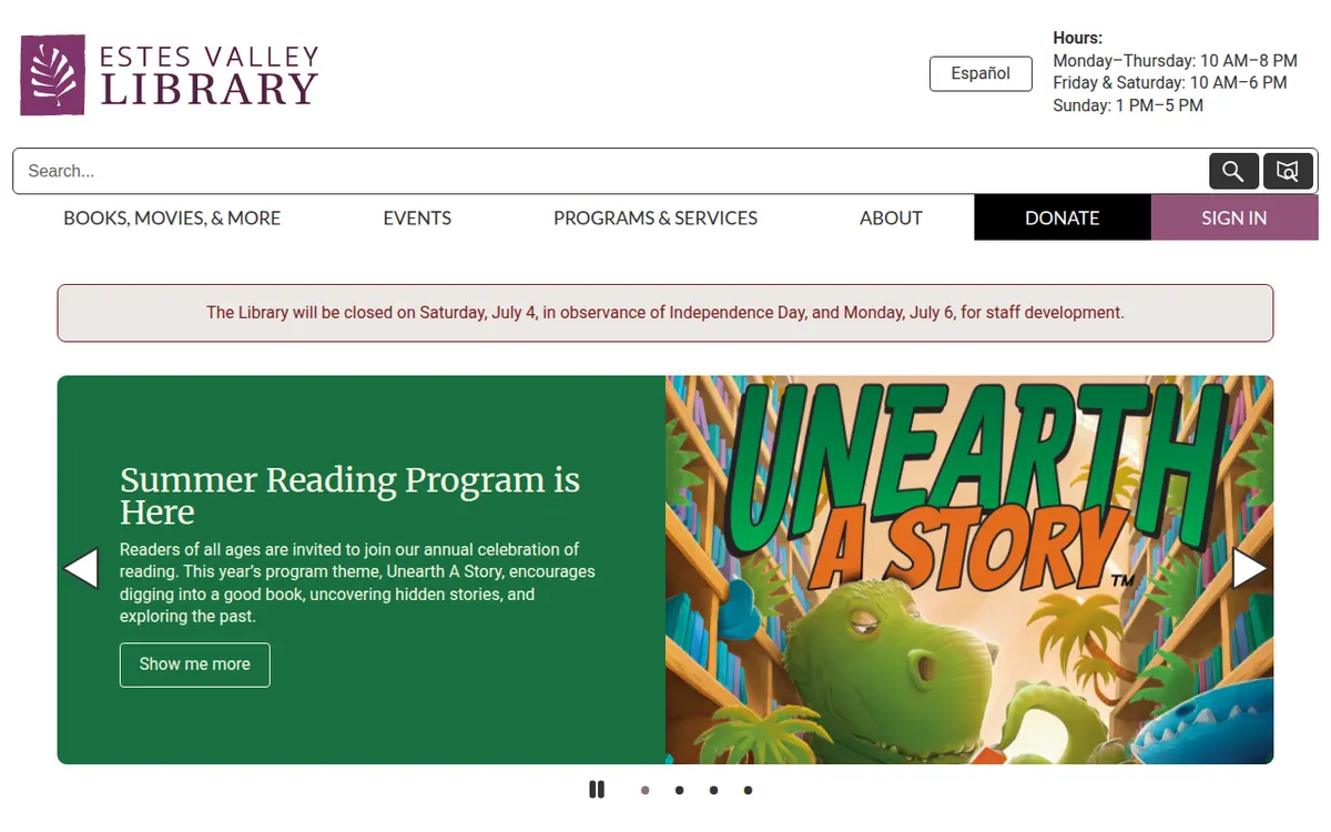 Visit the Estes Valley Library website (opens in a new tab)