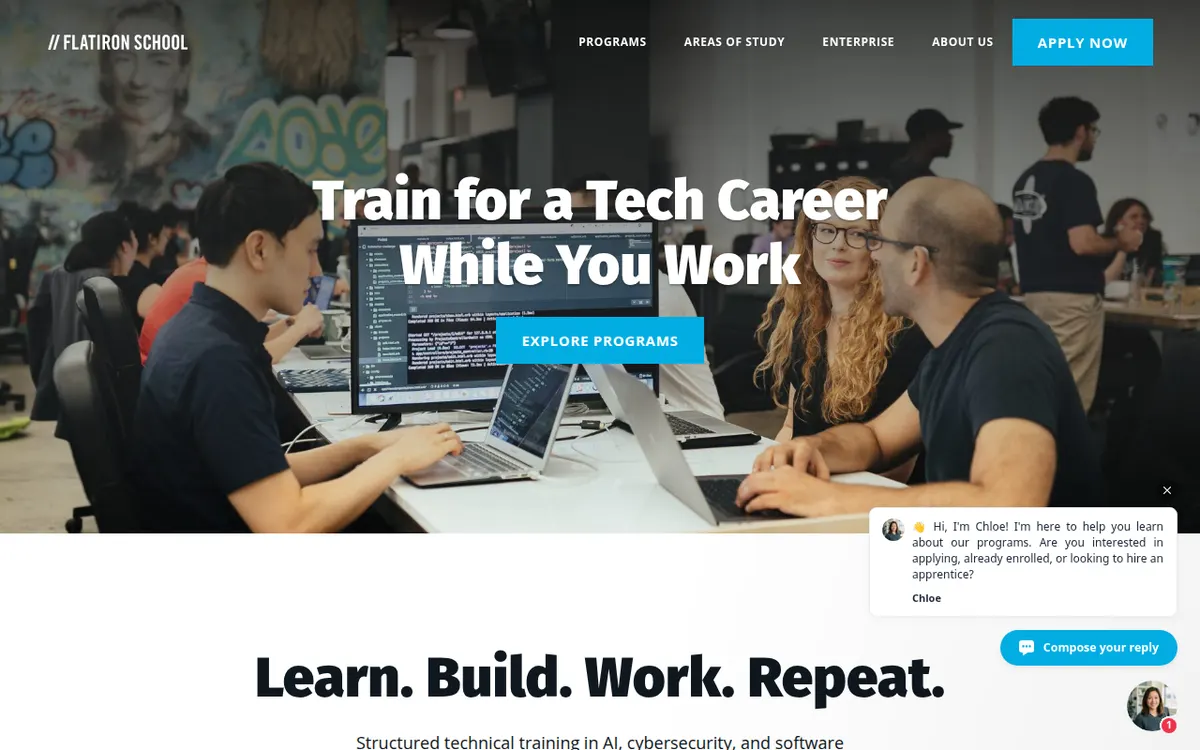 Visit the Flatiron School website (opens in a new tab)