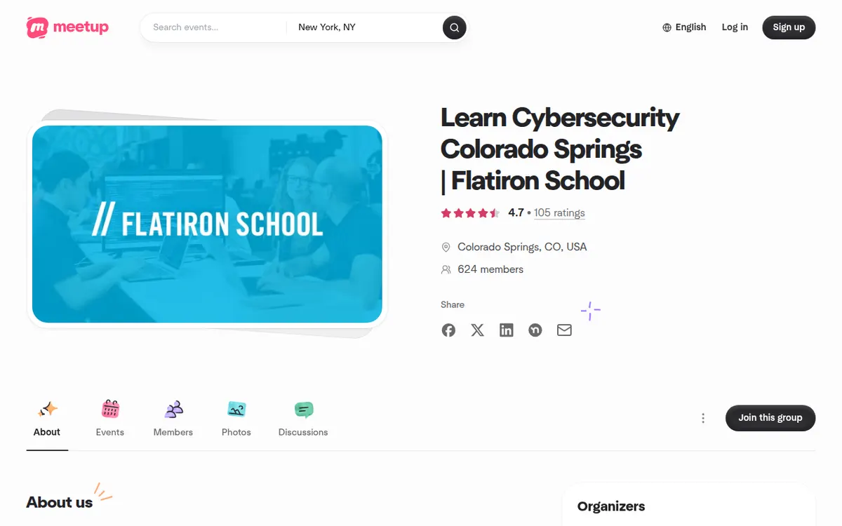 Visit the Flatiron School’s Learn Cybersecurity Meetup website (opens in a new tab)