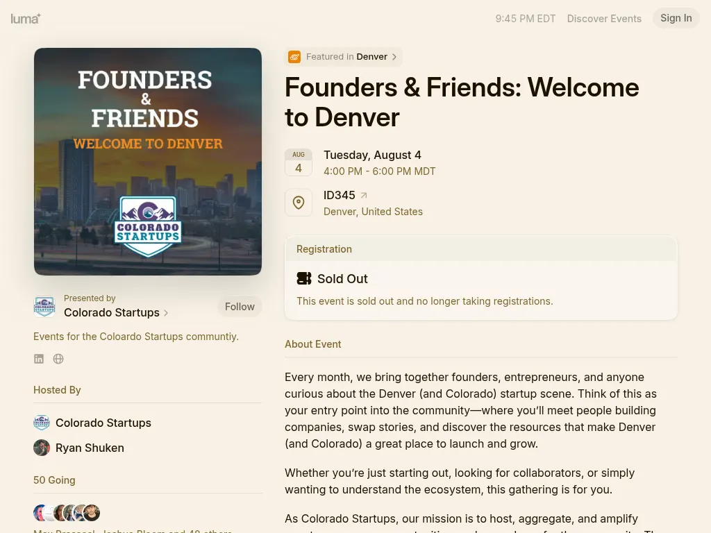 Visit the Founders & Friends: Welcome to Denver website (opens in a new tab)