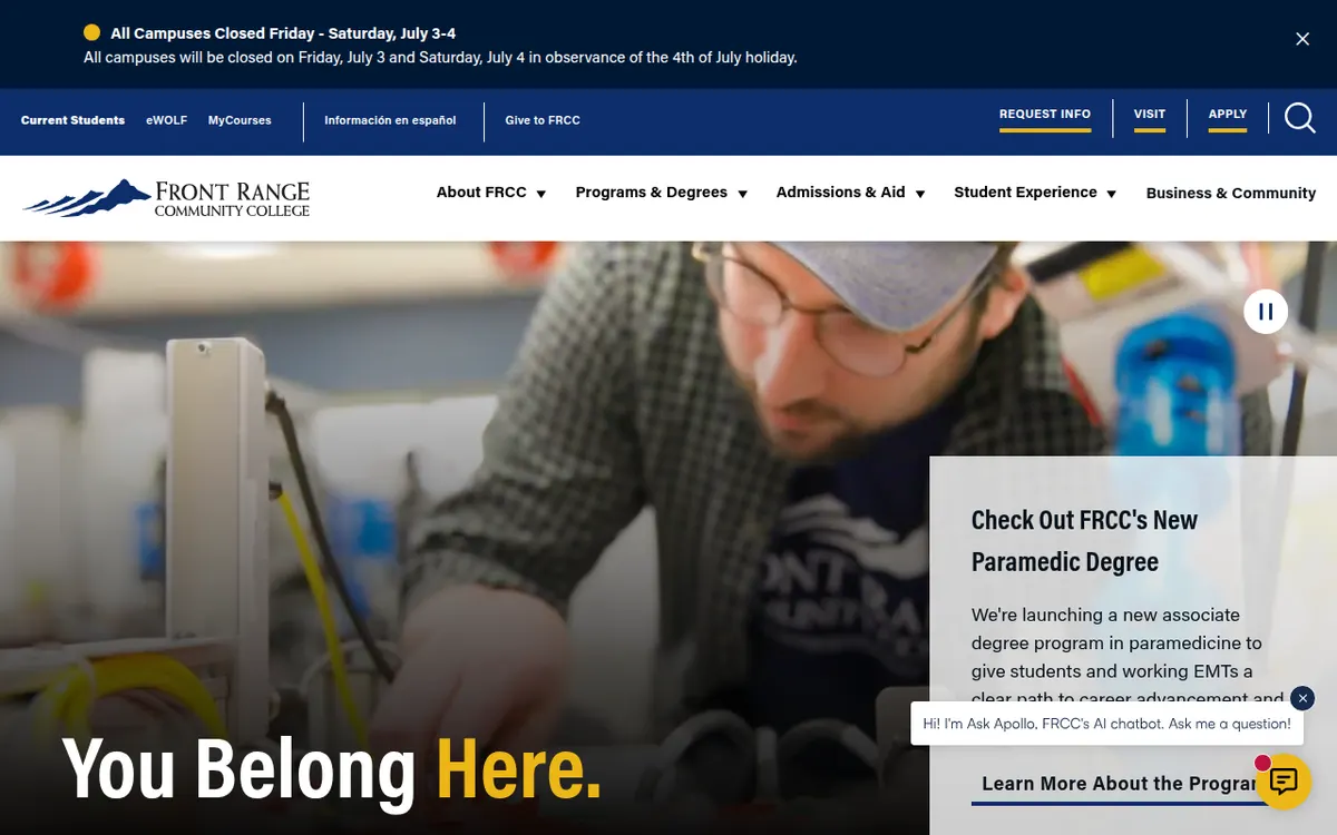 Visit the Front Range Community College (FRCC) website (opens in a new tab)