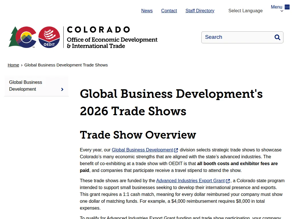 Visit the Global Business Development Trade Shows (OEDIT) website (opens in a new tab)