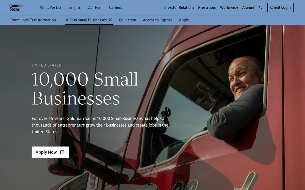 Visit the Goldman Sachs 10,000 Small Businesses website (opens in a new tab)