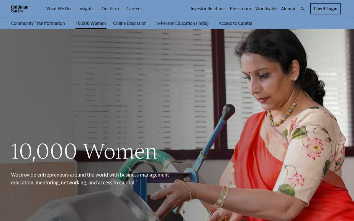 Visit the Goldman Sachs 10,000 Women website (opens in a new tab)