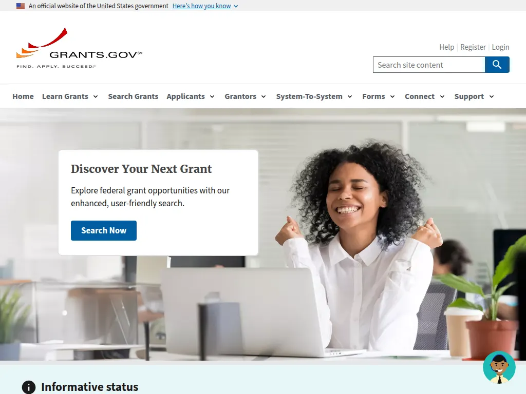 Visit the Grants.gov website (opens in a new tab)