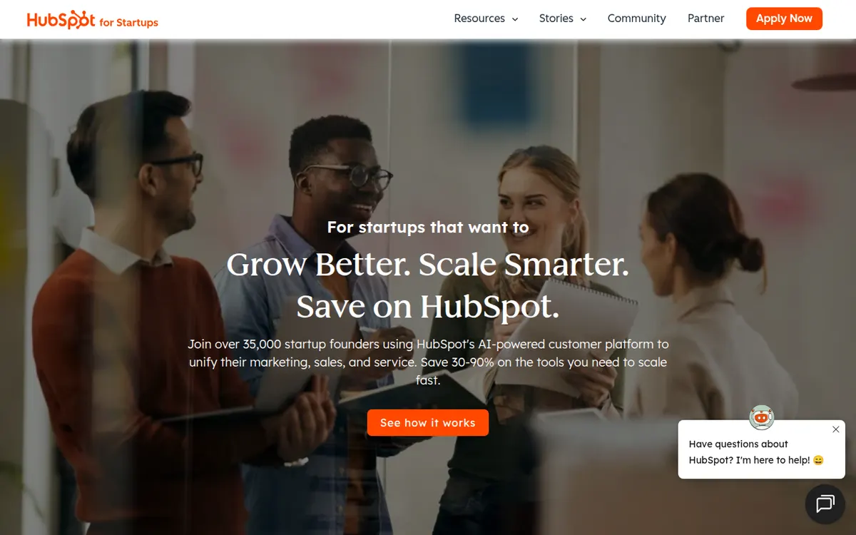 Visit the HubSpot for Startups website (opens in a new tab)