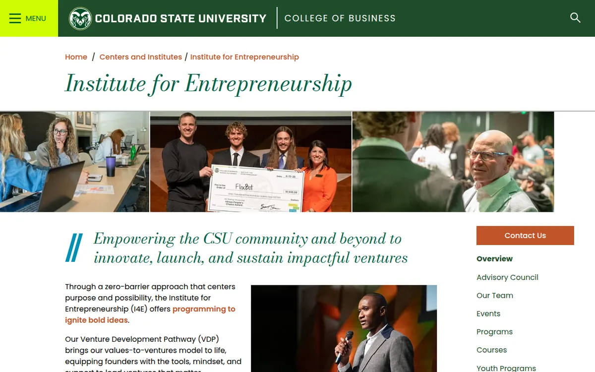 Visit the Institute for Entrepreneurship (I4E) at CSU College of Business website (opens in a new tab)
